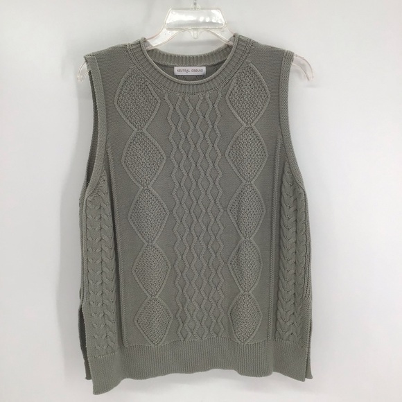 Neutral Ground Women’s Woven Side Slit Vest Top Casual Moss Green Size Small - Picture 1 of 5